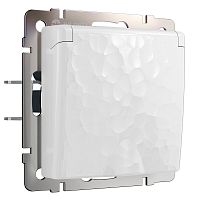 Розетка с заземлением без рамки Werkel Hammer 1-м. крышка шторки IP44 белый картинка